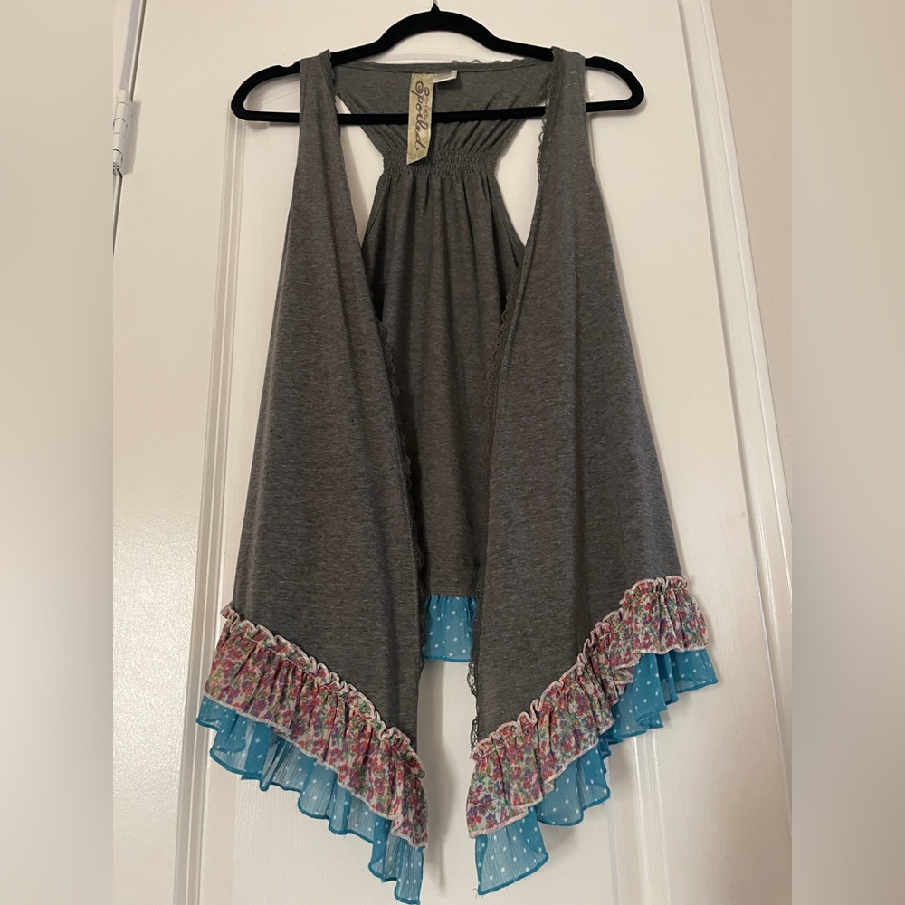 Chic Gray Layering Jacket - Versatile Open Style - Size L